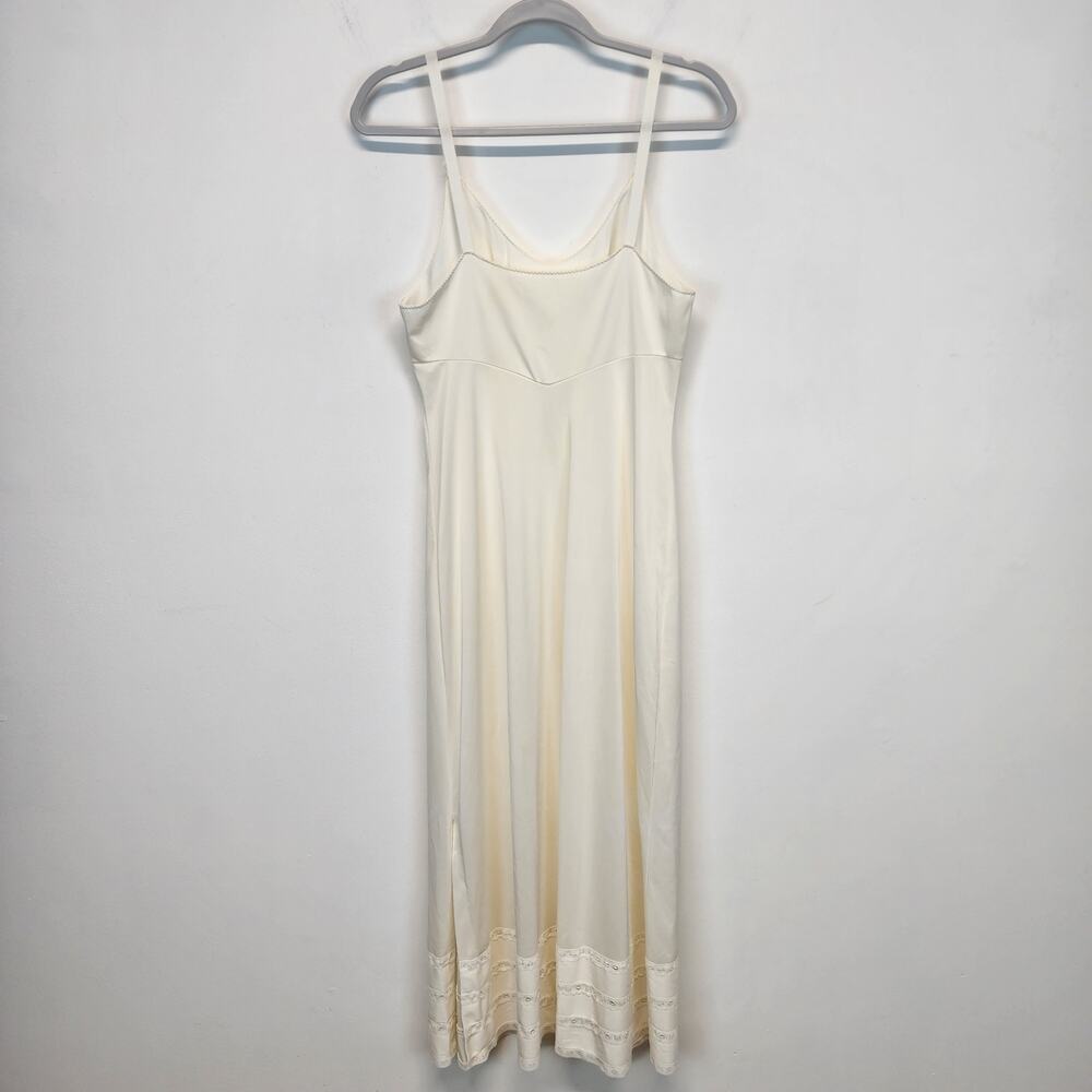Vintage Sears Maxi Slip Dress Gown Size 36 Ivory Nylon Adjustable Lace Trim - Picture 5 of 14